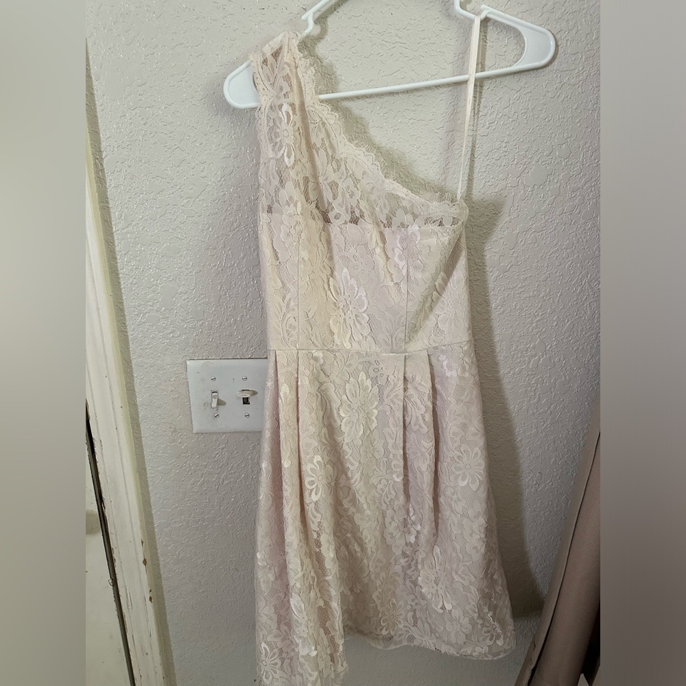 Weddington Way Zoe One Shoulder Lace Bridesmaid Cocktail Dress